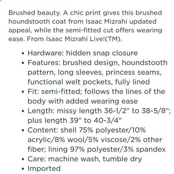 Issac mizrahi houndstooth coat sz 1X NWT 🧡💛💚💙❤ - Picture 7 of 7